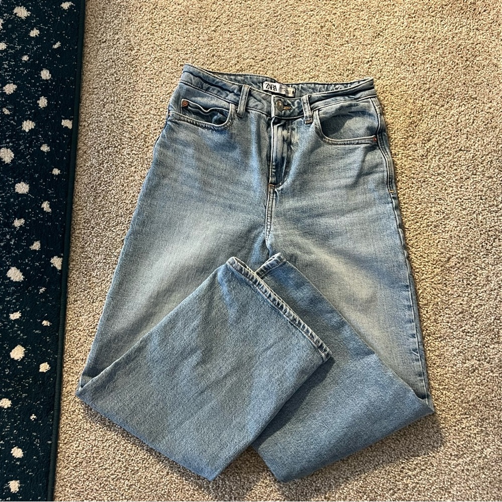 zara high rise straight leg jeans